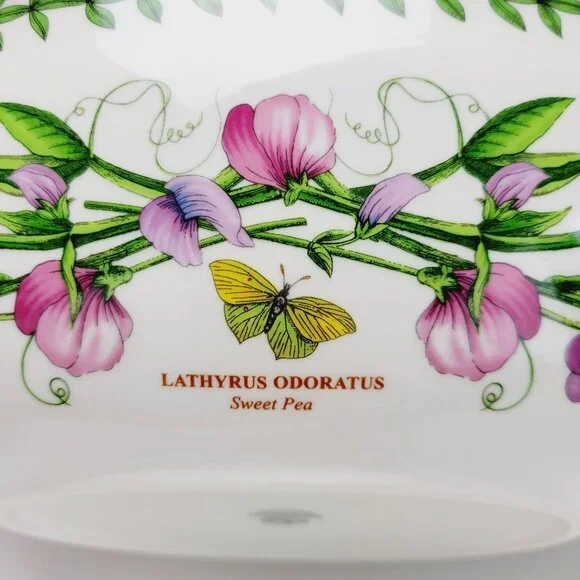 Portmeirion Botanic Garden Oval Serving Bowl 15" Handled Pink Purple Wildflowers